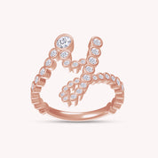 Bubble Round Lab Created Moissanite Initial Letter Ring In 925 Sterling Silver