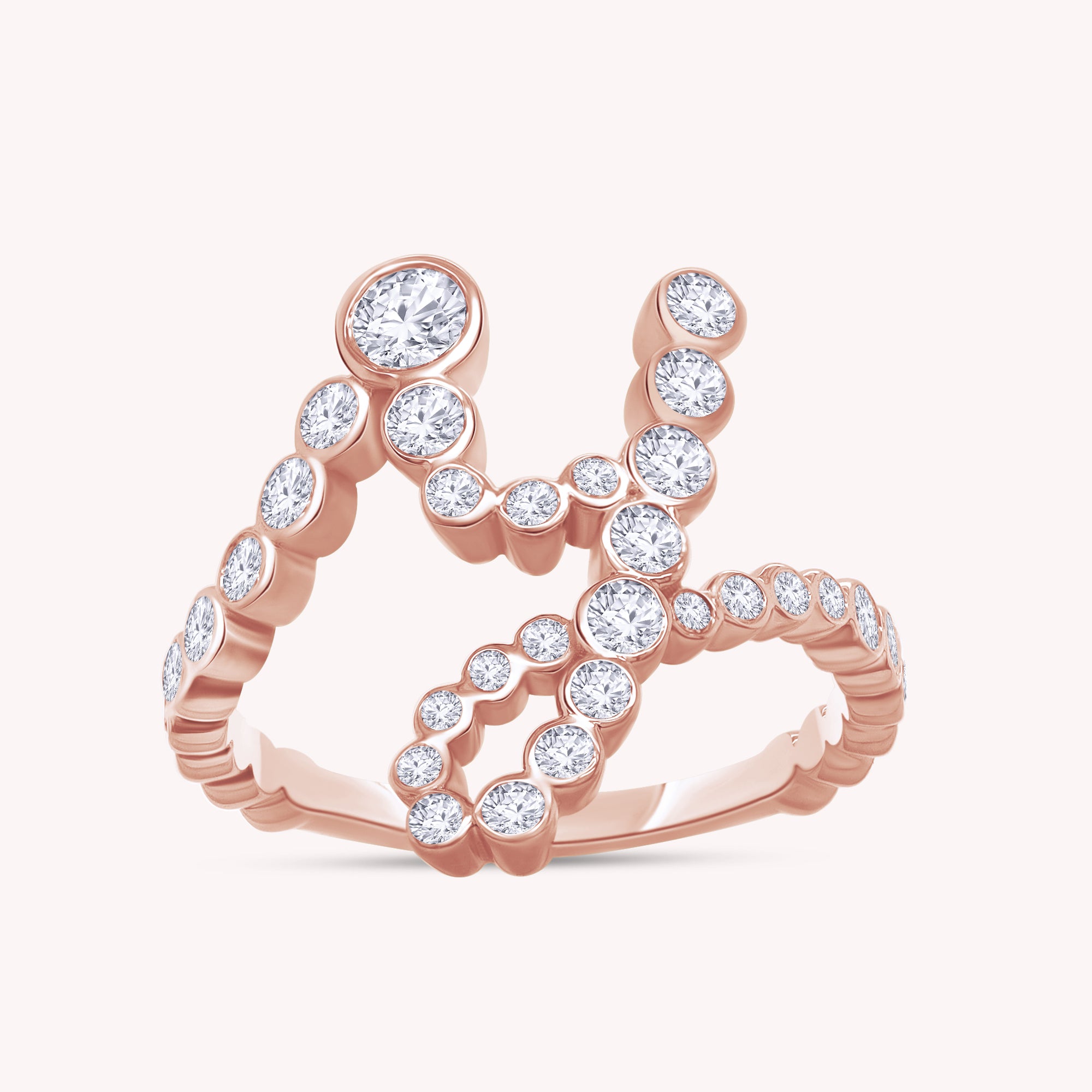 Bubble Round shape Lab Created Moissanite Initial Letter Ring