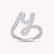 Bubble Round Lab Created Moissanite Initial Letter Ring In 925 Sterling Silver