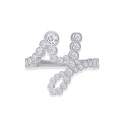 Bubble Round Lab Created Moissanite Initial Letter Ring In 925 Sterling Silver
