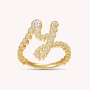 Bubble Round Lab Created Moissanite Initial Letter Ring In 925 Sterling Silver