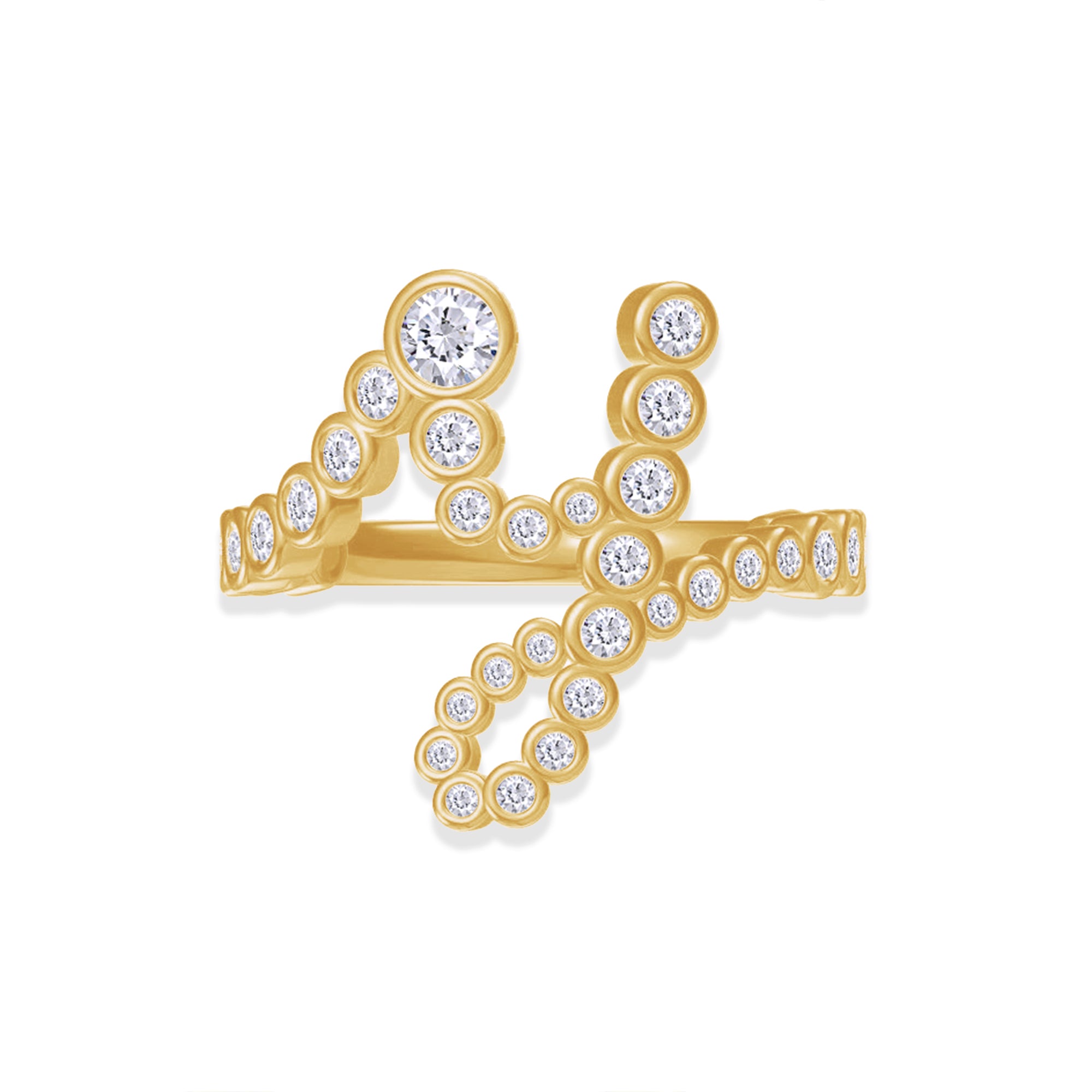 Bubble Round Lab Created Moissanite Initial Letter Ring In 925 Sterling Silver
