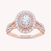 Halo Split Shank Engagement Ring for Women