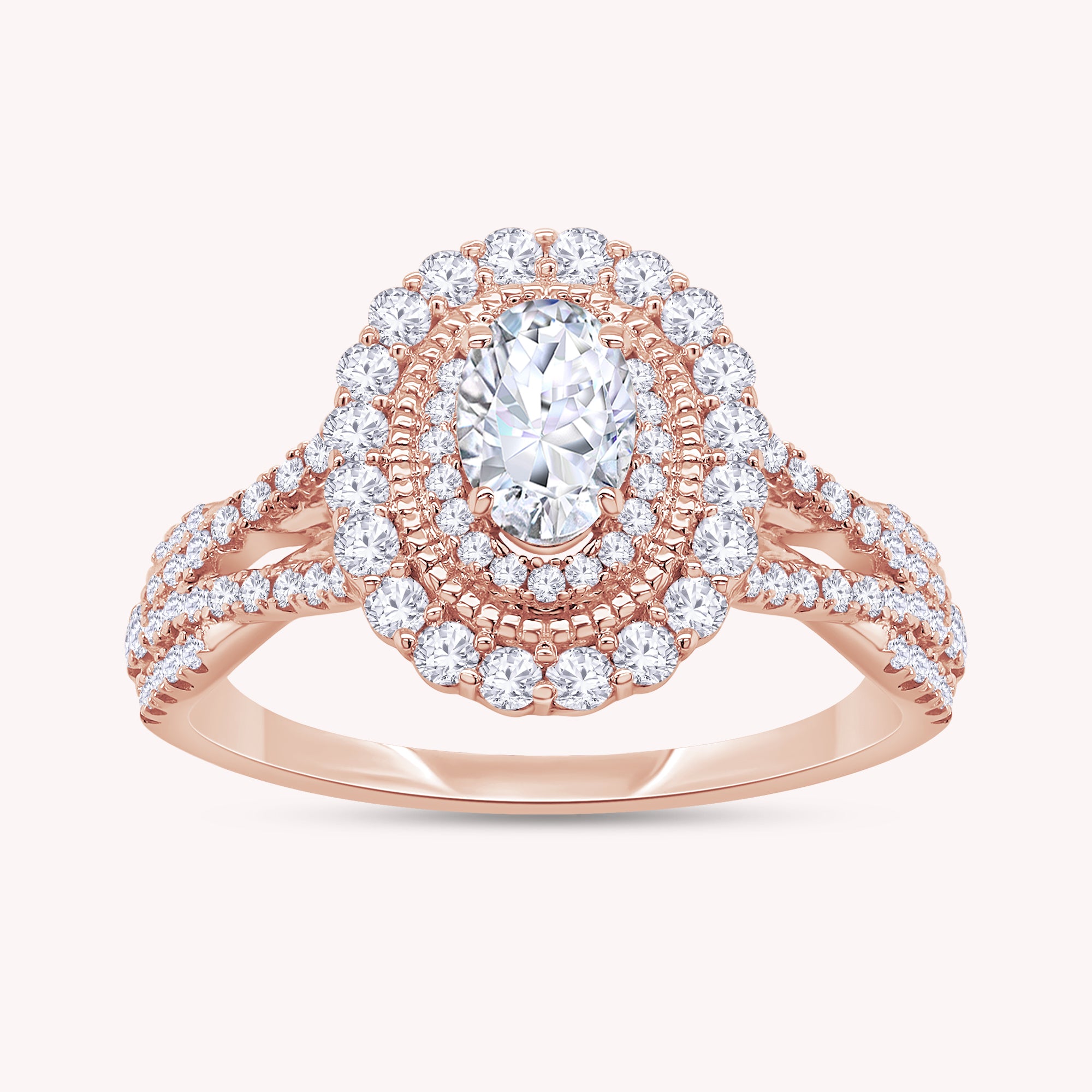 Halo Split Shank Engagement Ring for Women