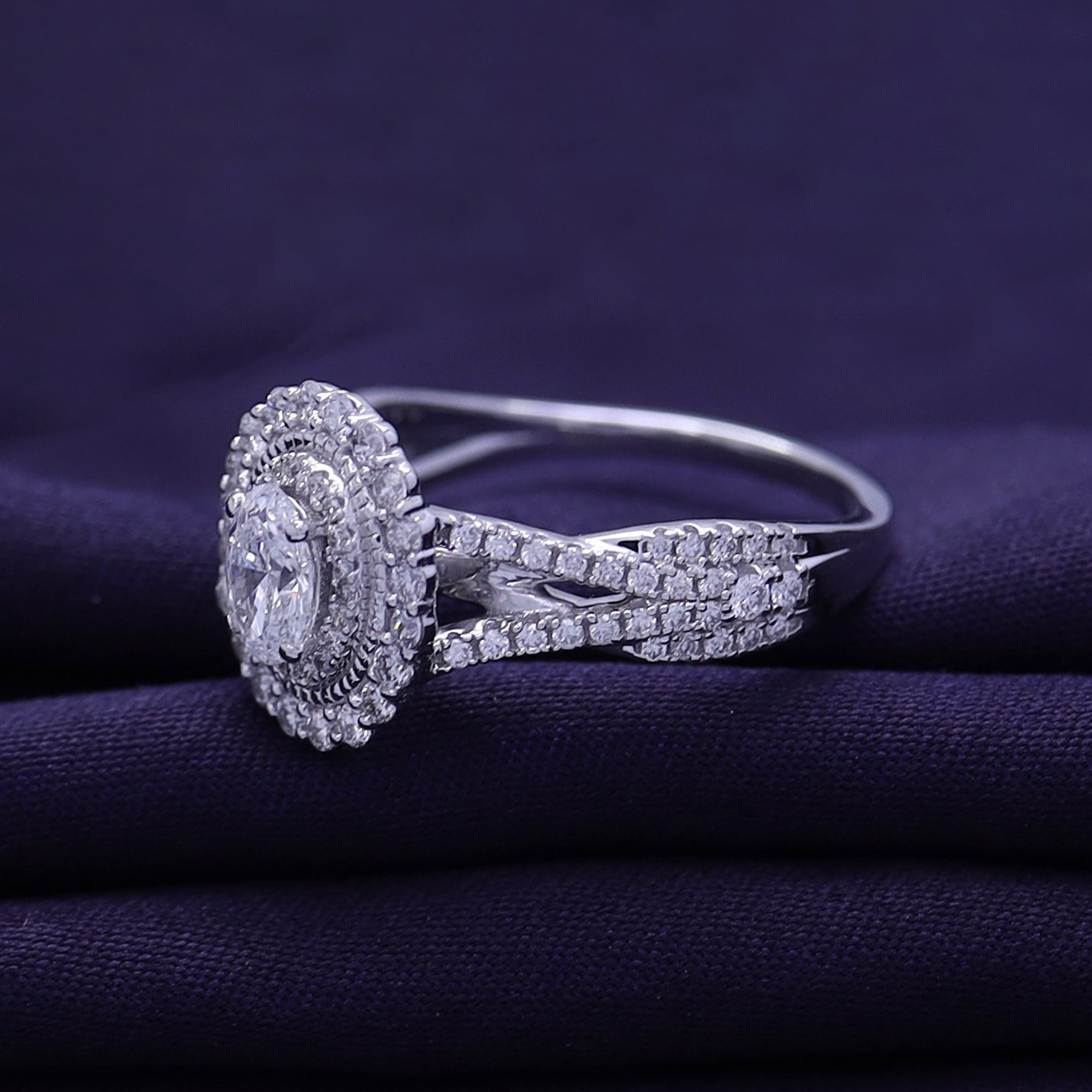 Halo Split Shank Engagement Ring for Women