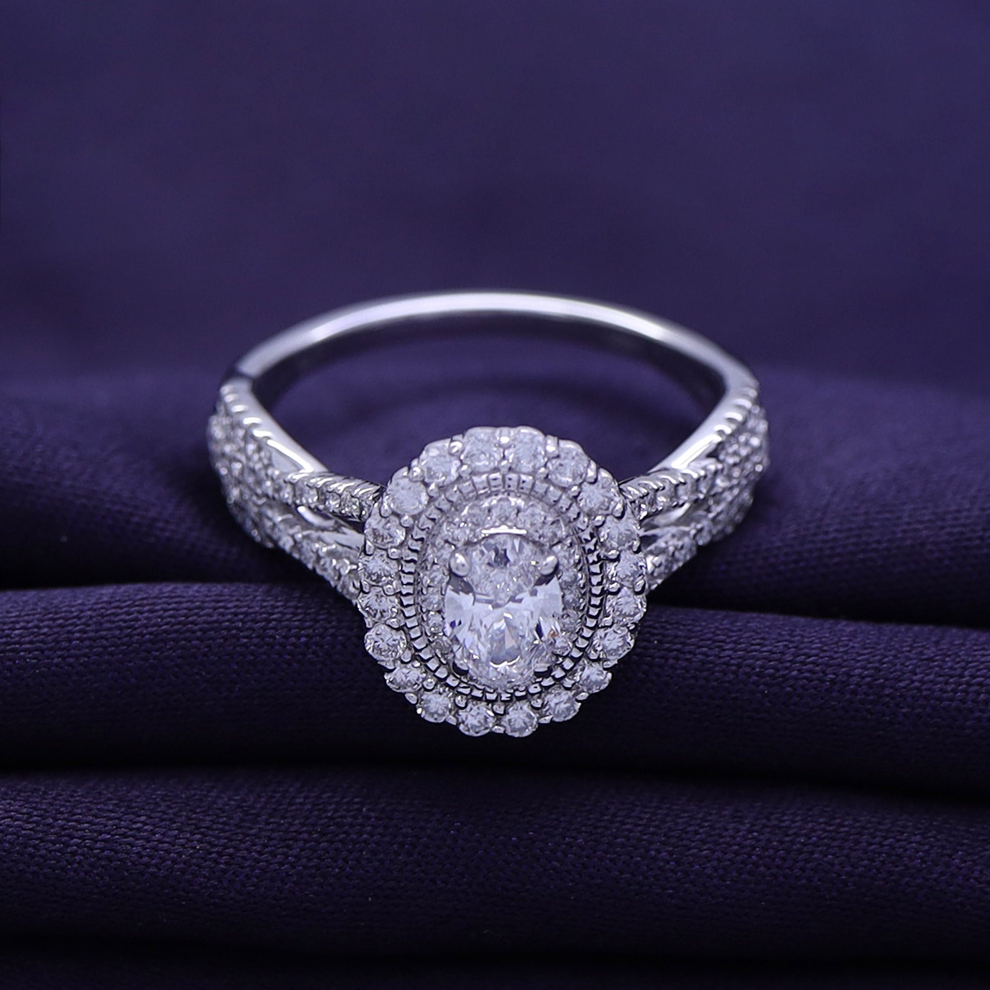 Halo Split Shank Engagement Ring for Women