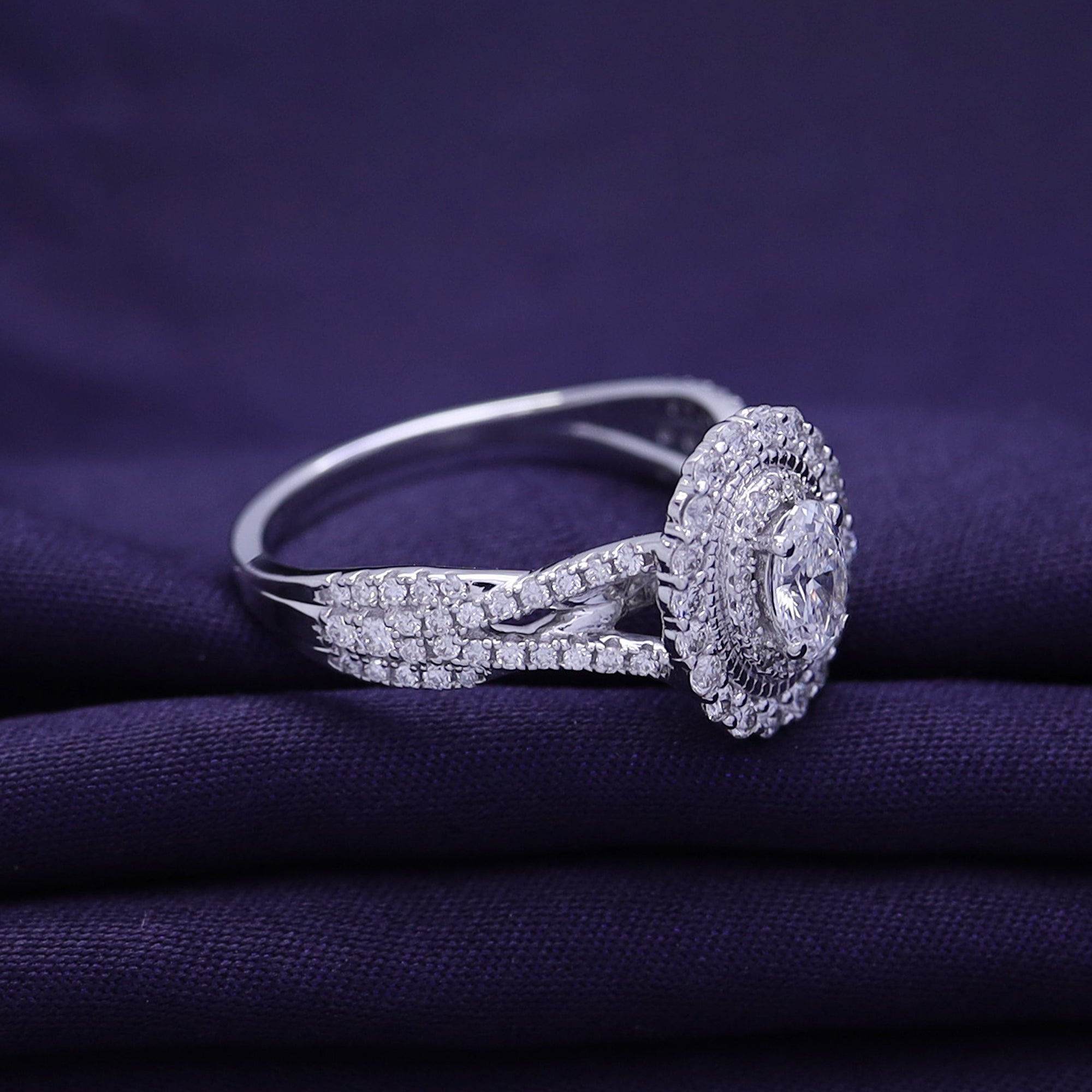 Halo Split Shank Engagement Ring for Women