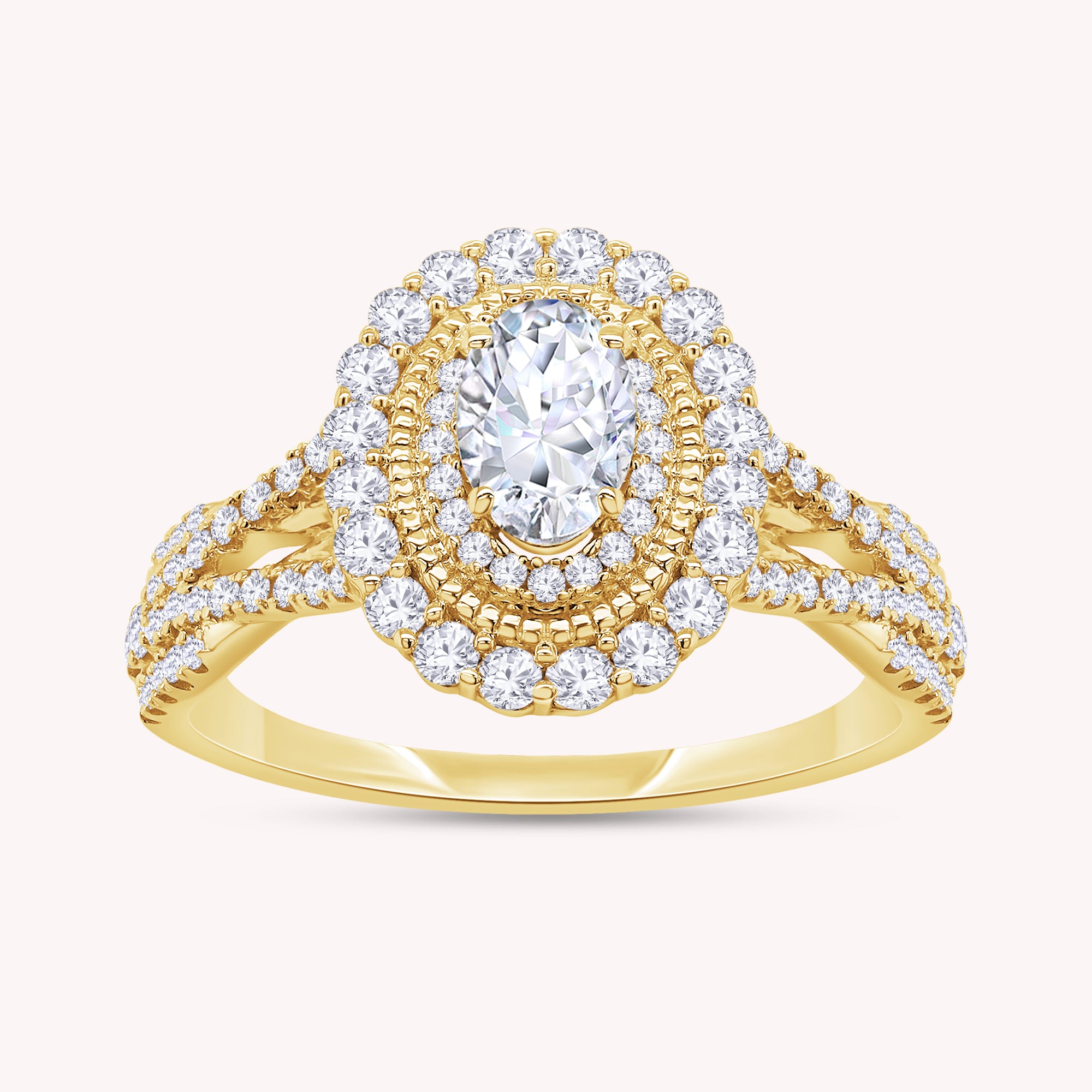Halo Split Shank Engagement Ring for Women