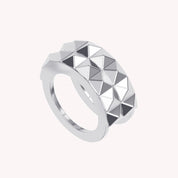 2-Row Wedding Band Pyramid Ring For Women Width 10.30MM