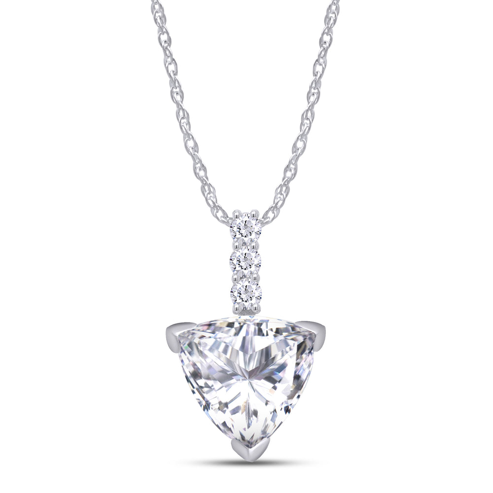 
                      
                        8MM Trillion Cut Lab Created Moissanite Diamond Solitaire Pendant & Stud Earrings Jewelry Set In 925 Sterling Silver
                      
                    