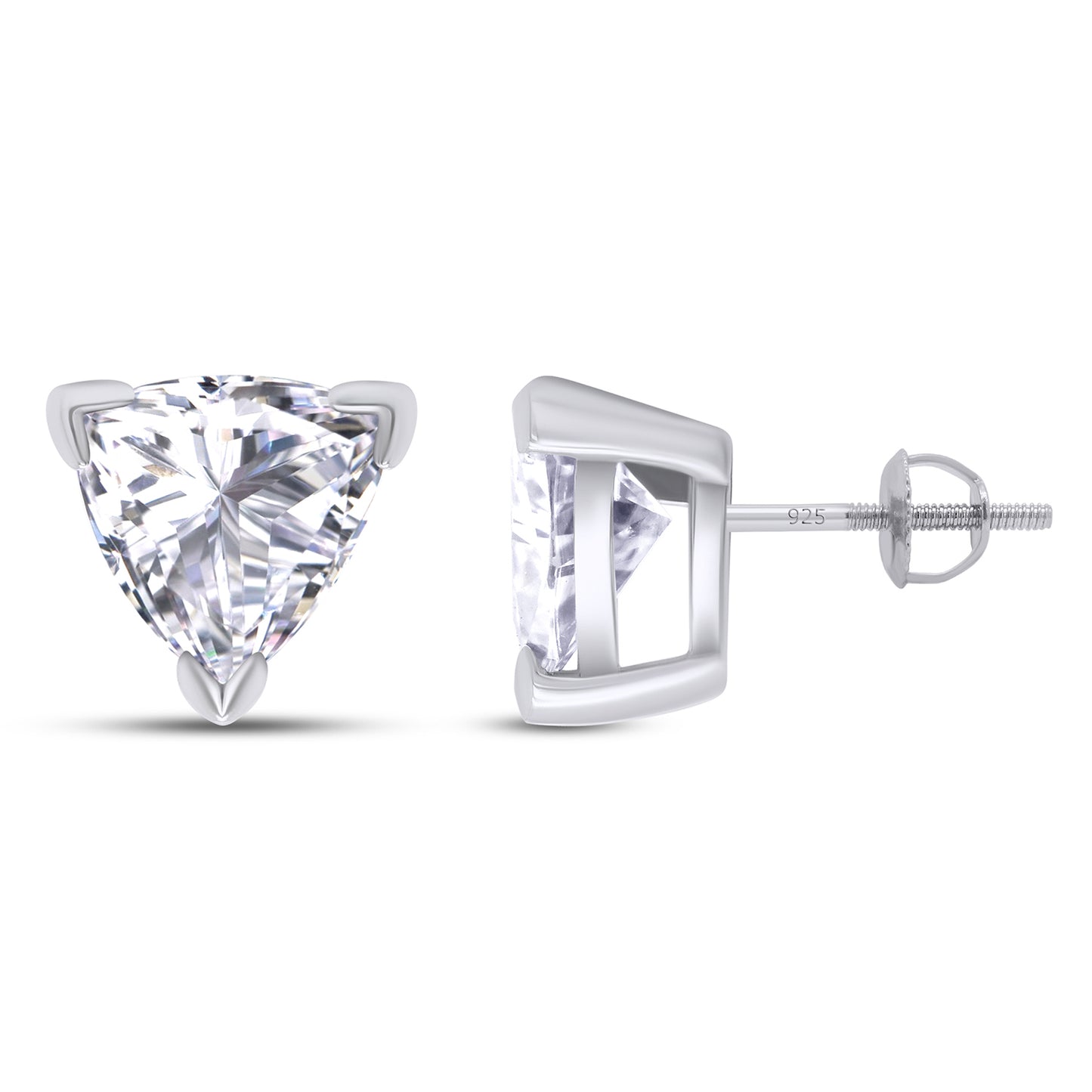 Load image into Gallery viewer, 8MM Trillion Cut Lab Created Moissanite Diamond Solitaire Pendant &amp;amp; Stud Earrings Jewelry Set In 925 Sterling Silver
