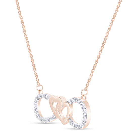 Load image into Gallery viewer, 1/10 Carat Round White Natural Diamond Interlocking Hearts Infinity Pendant Necklace In 925 Sterling Silver
