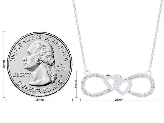 Load image into Gallery viewer, 1/10 Carat Round White Natural Diamond Interlocking Hearts Infinity Pendant Necklace In 925 Sterling Silver

