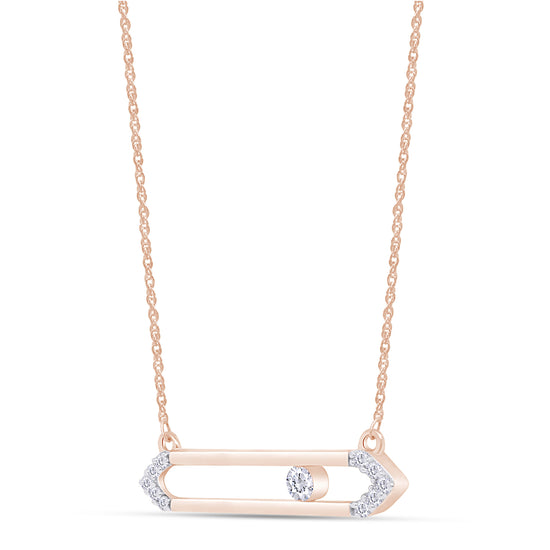 1/8 Carat Round White Natural Diamond Open Horizontal Bar Pendant Necklace In 925 Sterling Silver