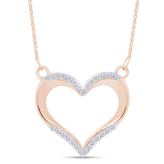 Load image into Gallery viewer, 1/8 Carat Round Cut White Natural Diamond Open Heart Pendant Necklace In 925 Sterling Silver
