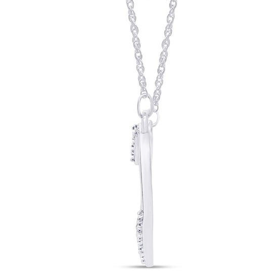 1/8 Carat Round Cut White Natural Diamond Open Heart Pendant Necklace In 925 Sterling Silver