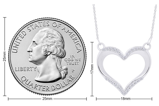 Load image into Gallery viewer, 1/8 Carat Round Cut White Natural Diamond Open Heart Pendant Necklace In 925 Sterling Silver
