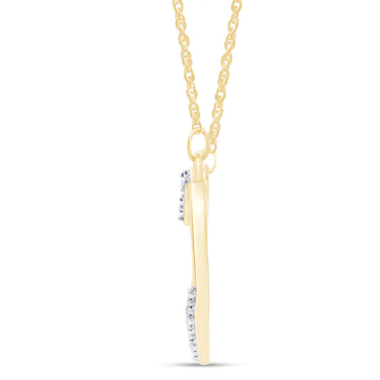 1/8 Carat Round Cut White Natural Diamond Open Heart Pendant Necklace In 925 Sterling Silver