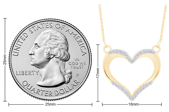 1/8 Carat Round Cut White Natural Diamond Open Heart Pendant Necklace In 925 Sterling Silver