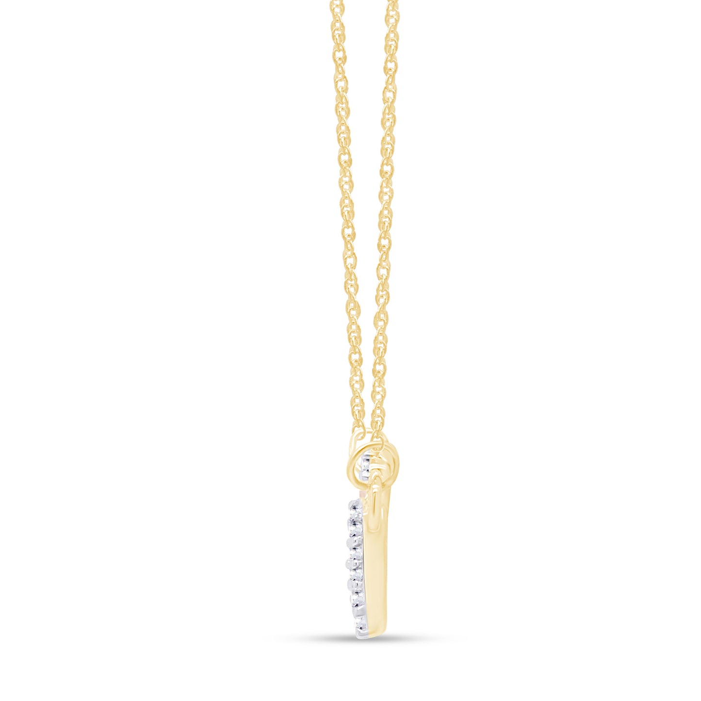 1/10 Carat Round White Natural Diamond Two Tone"MOM" With Crown Pendant Necklace In 925 Sterling Silver