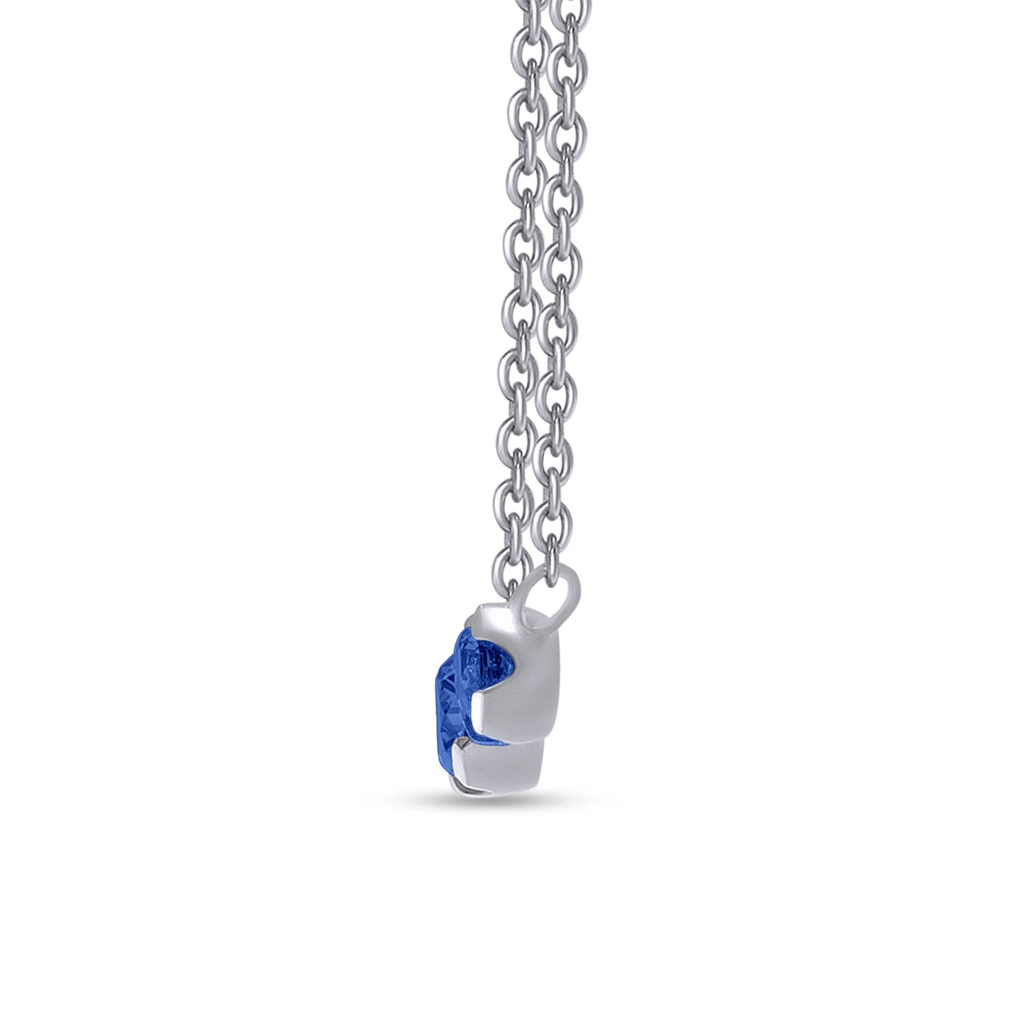 Round Cut Simulated Blue Sapphire 3-Stone Pendant Necklace For Womens In 10K Or 14K Solid Gold And 925 Sterling Silver
