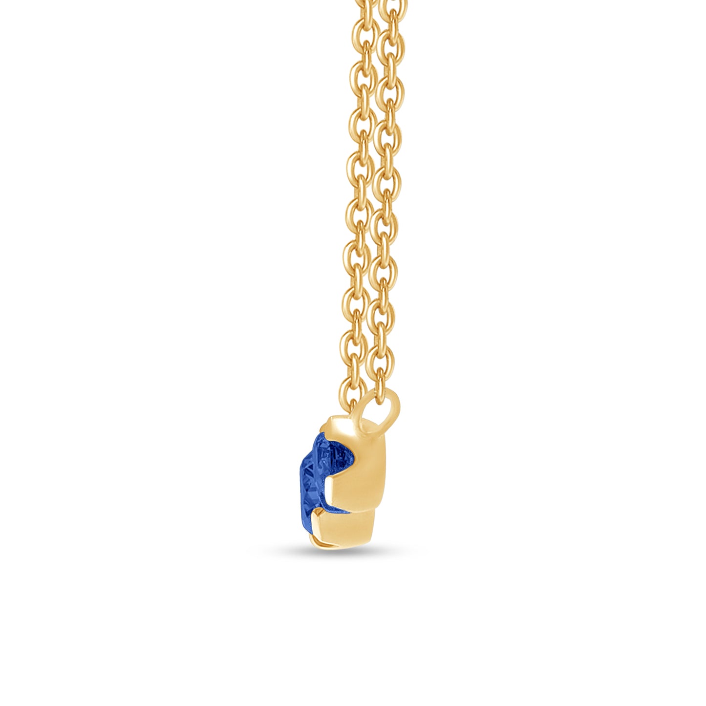 Round Cut Simulated Blue Sapphire 3-Stone Pendant Necklace For Womens In 10K Or 14K Solid Gold And 925 Sterling Silver