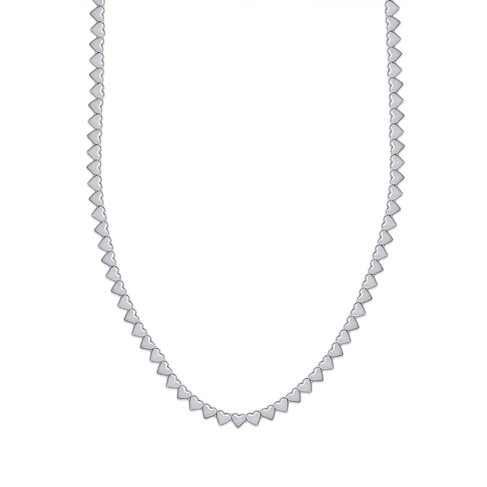 4MM Plain Heart Link Necklace For Women In 925 Sterling Silver & 10K Or 14K Solid Gold Jewelry (16" to 20")