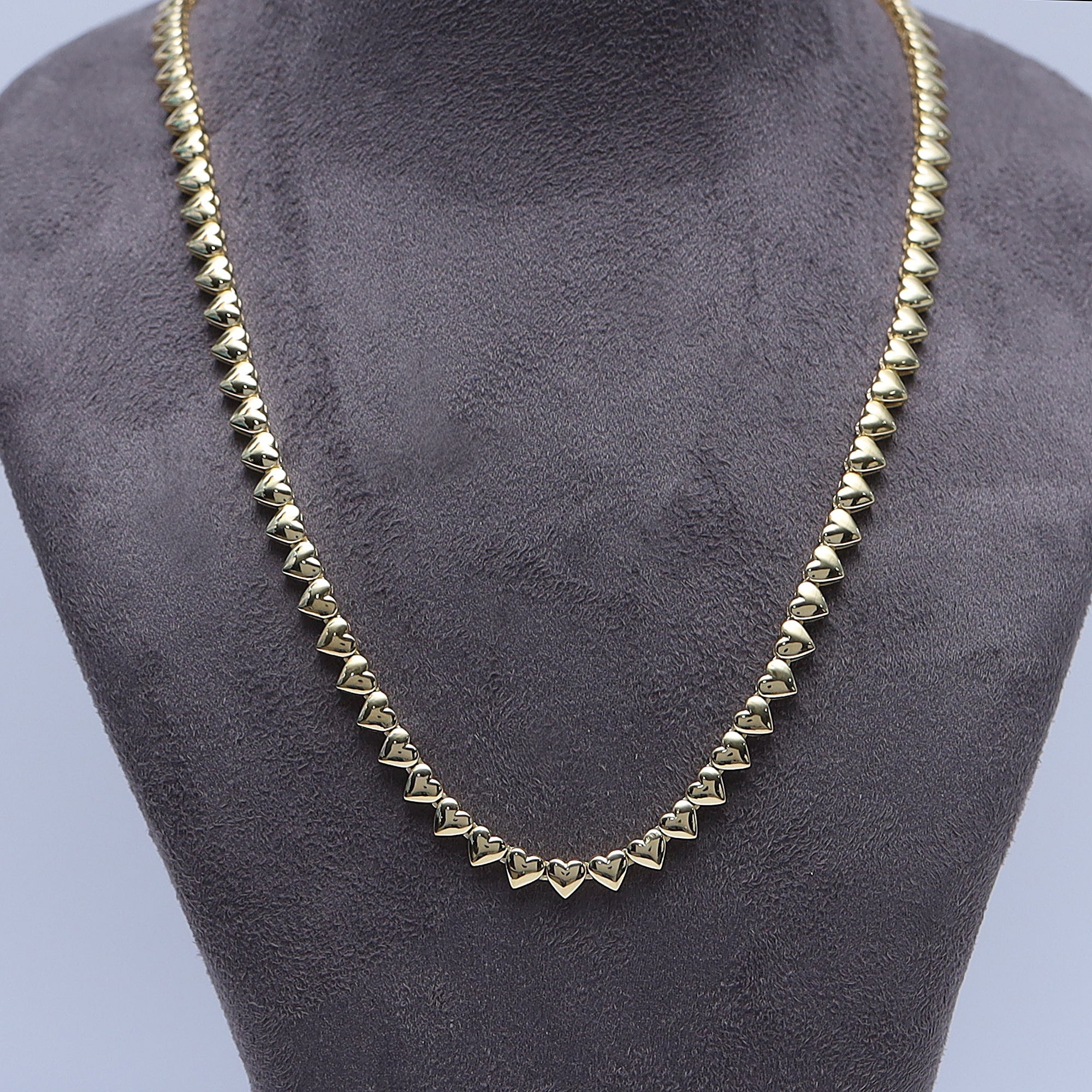 4MM Plain Heart Shape Link Necklace (16 to 20 inch)