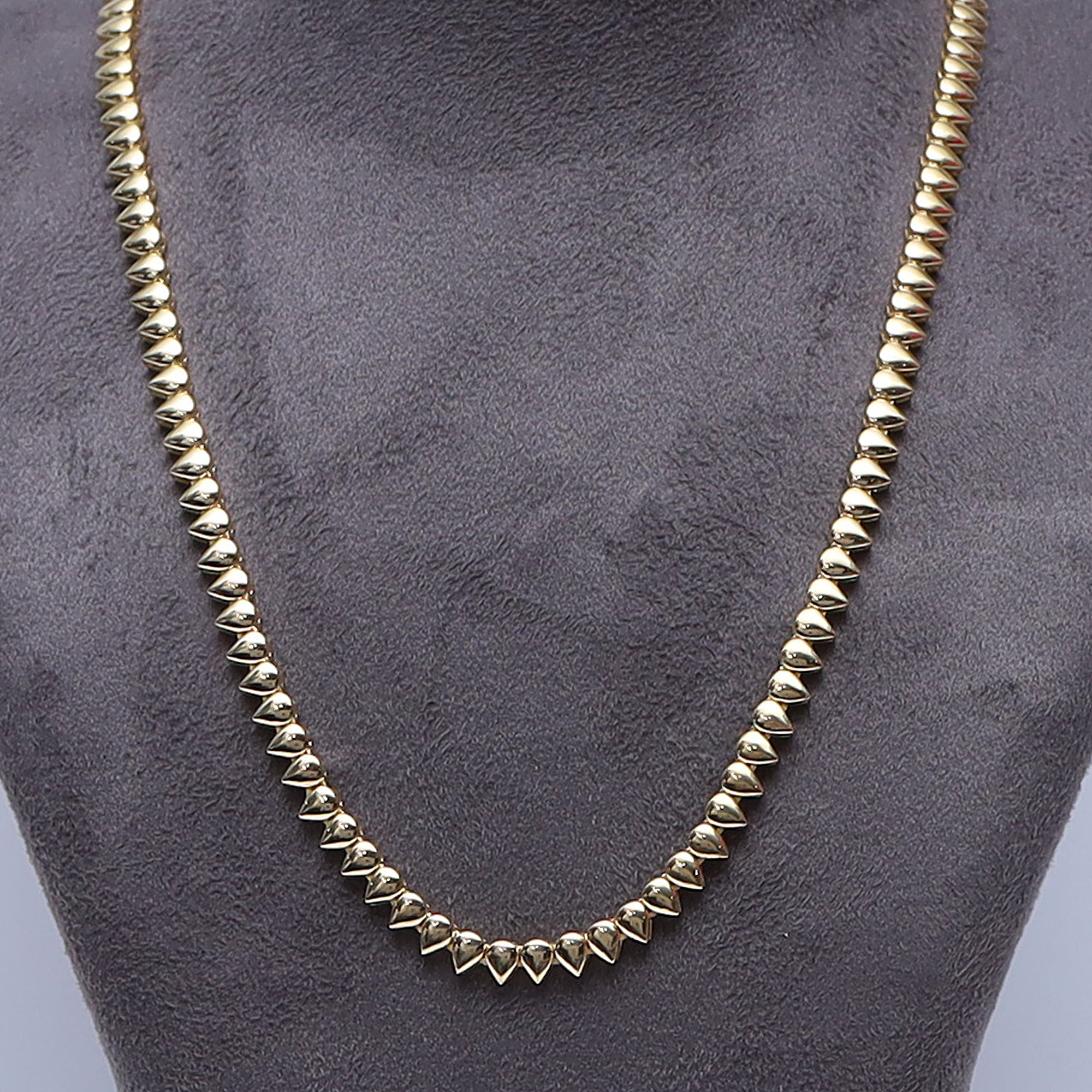 4MM Plain Pear Shape Link Necklace (16" to 20")