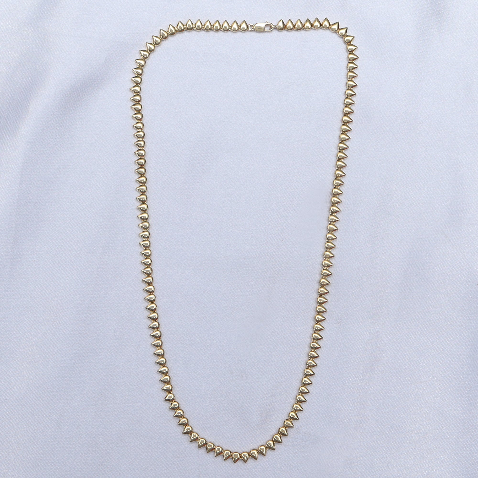 4MM Plain Pear Shape Link Necklace (16" to 20")