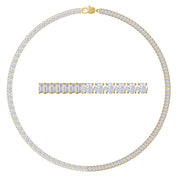 Half & Half Round And Baguette Shape White Cubic Zirconia Tennis Chain Necklace