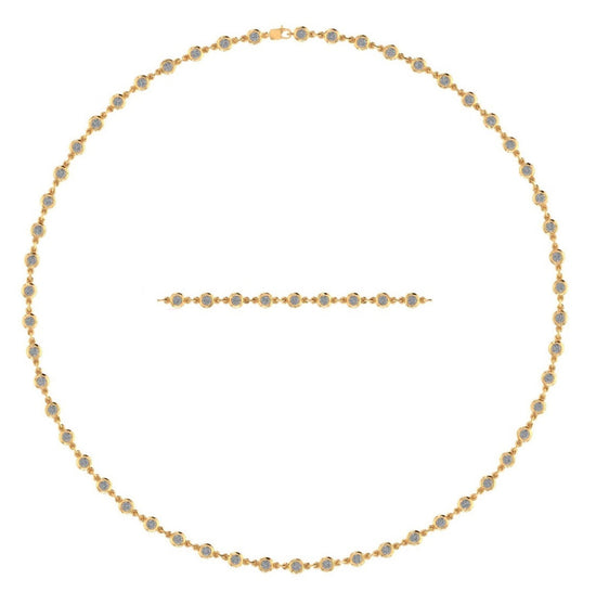 3 3/4 Carat Round Shape Moissanite Diamond Lab Created 3.80MM Width Bezel Set Link Chain Necklace For Women In 10K Or 14K Solid Gold & 925 Sterling Silver (3.75 Cttw)