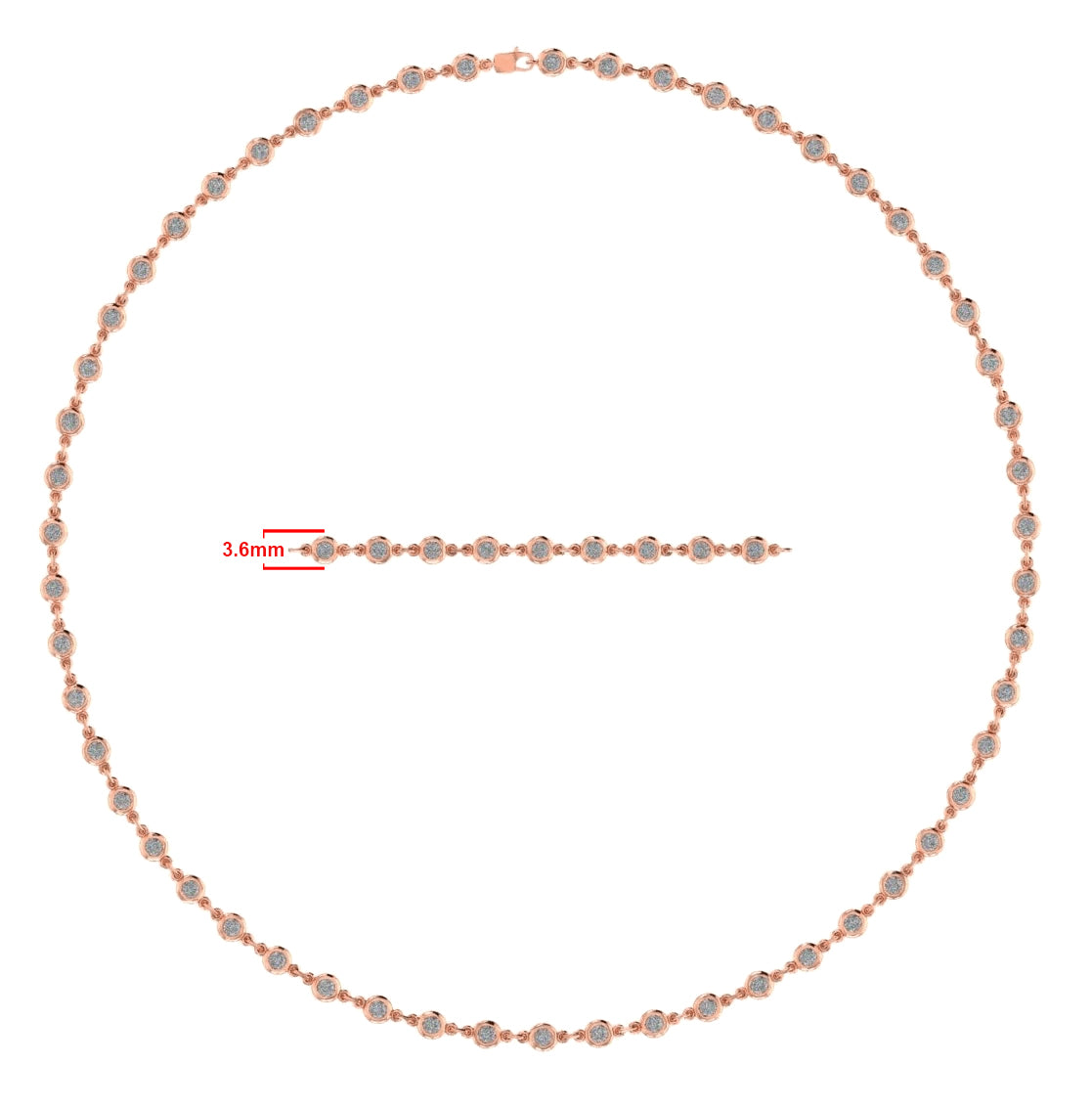 3 1/4 Carat Link Chain Necklace In Moissanite with 3.6MM Width