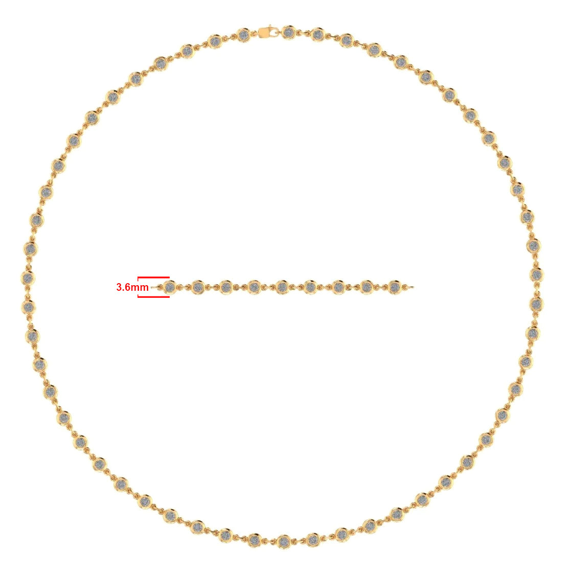 3 1/4 Carat Link Chain Necklace In Moissanite with 3.6MM Width