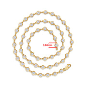 Bezel Set Link Chain Lab Created Moissanite with 3.80MM Width