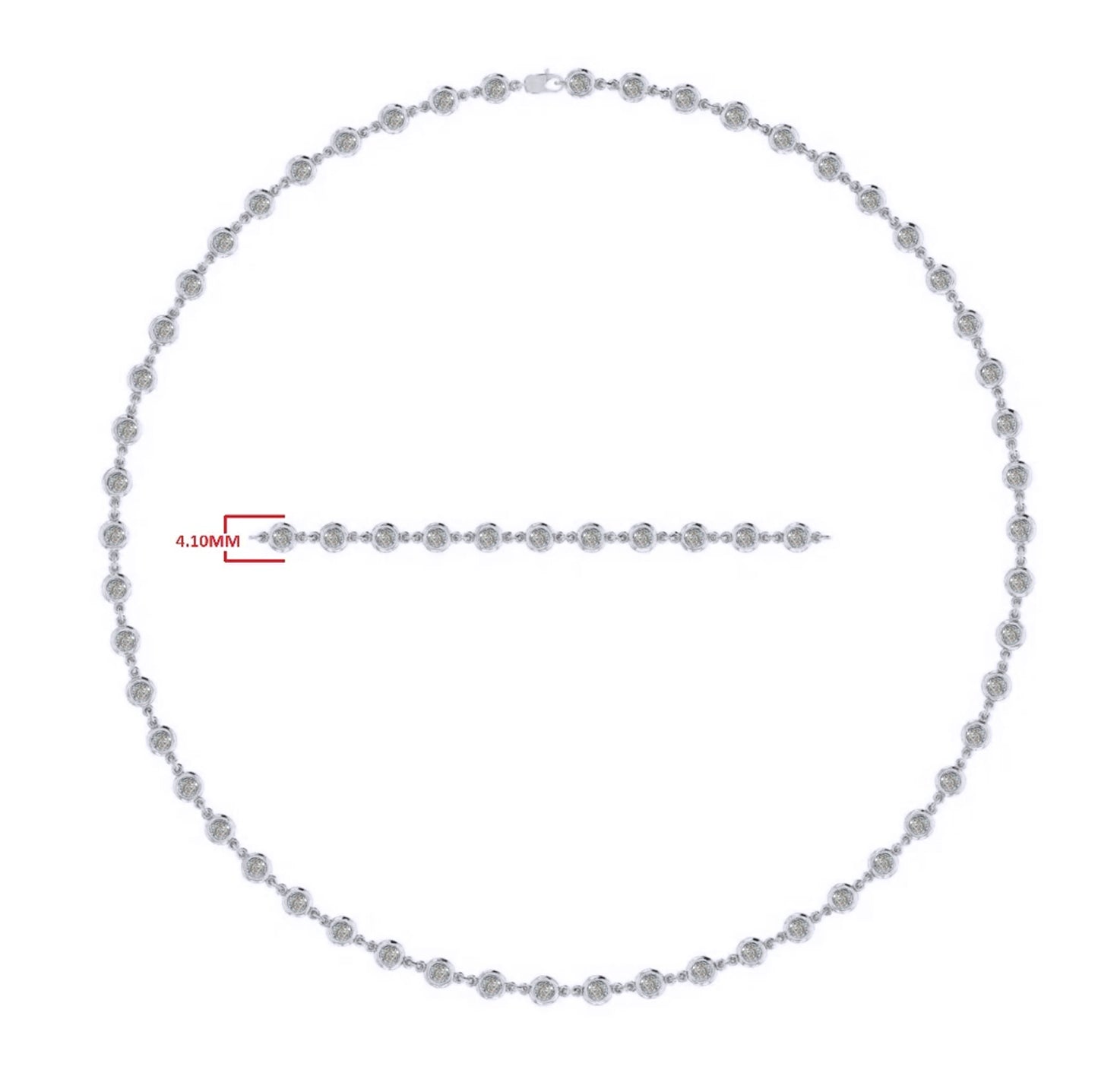 5 1/4 Carat Link Chain Necklace In Moissanite with 4.10MM Width