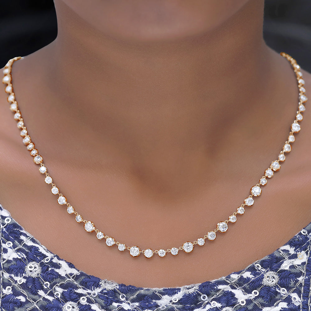 
                      
                        Tennis Link Chain Necklaces For Women In 925 Sterling Silver Round Lab Created Moissanite Diamond Two Tone Choker Necklace Dainty Jewelry Gifts
                      
                    