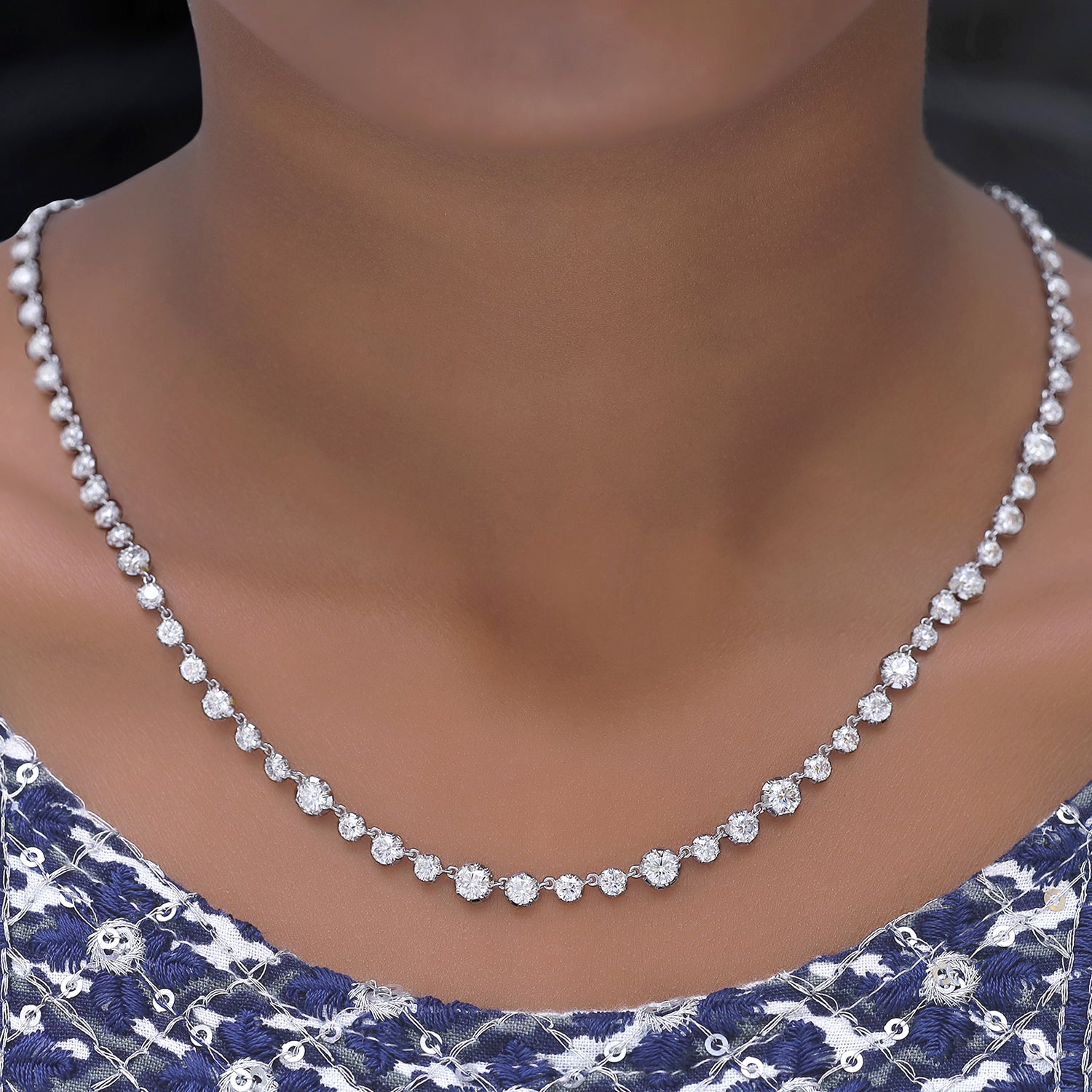 Tennis Choker Chain Necklaces White Sparkling Cubic Zirconia