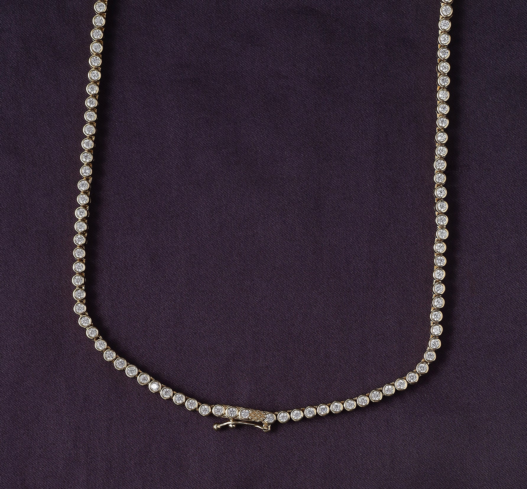 Tennis Necklaces Bezel Set In Lab Created Moissanite