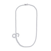 Tennis Bezel Set Initial Letter White Cubic Zirconia Necklace
