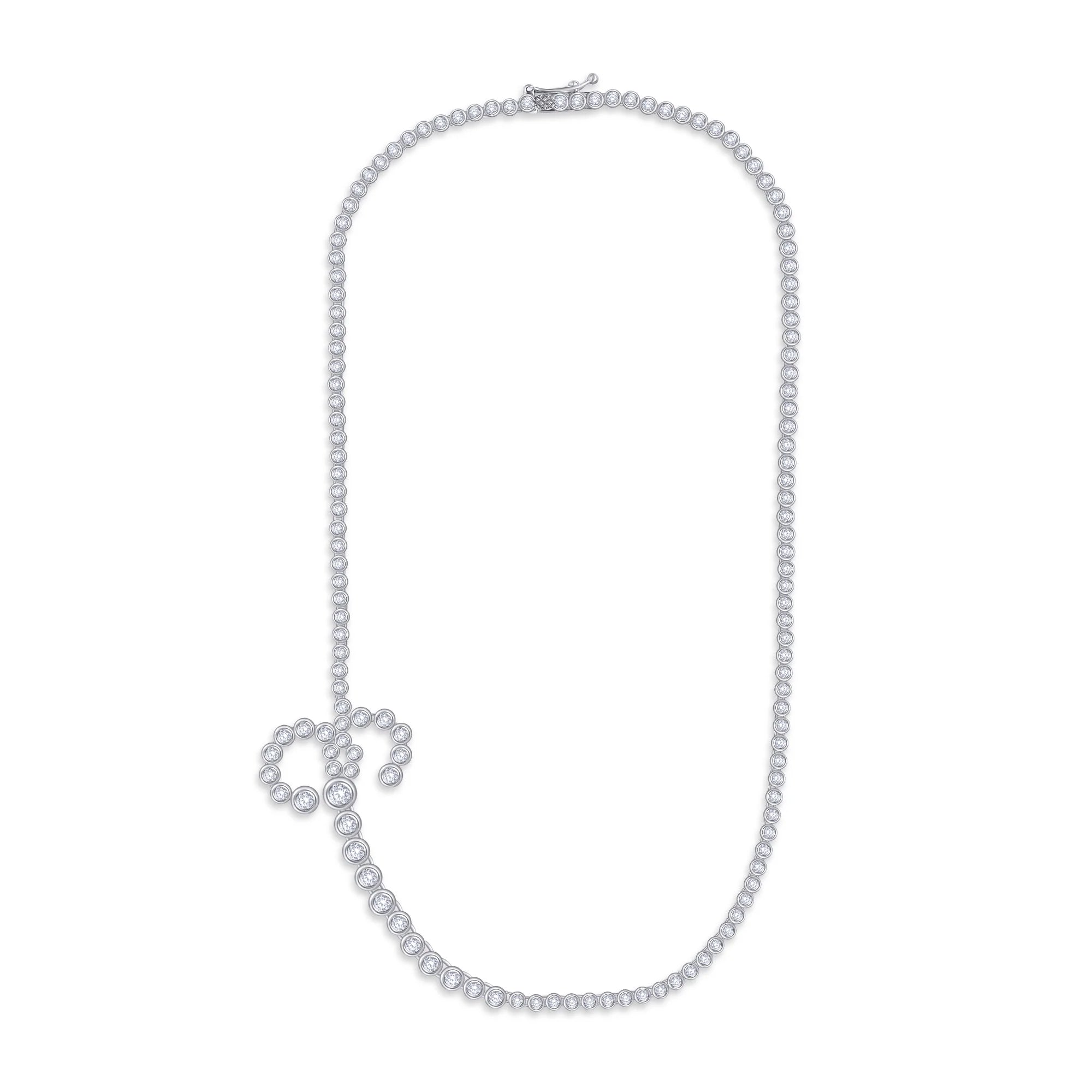 Tennis Bezel Set Initial Letter White Cubic Zirconia Necklace