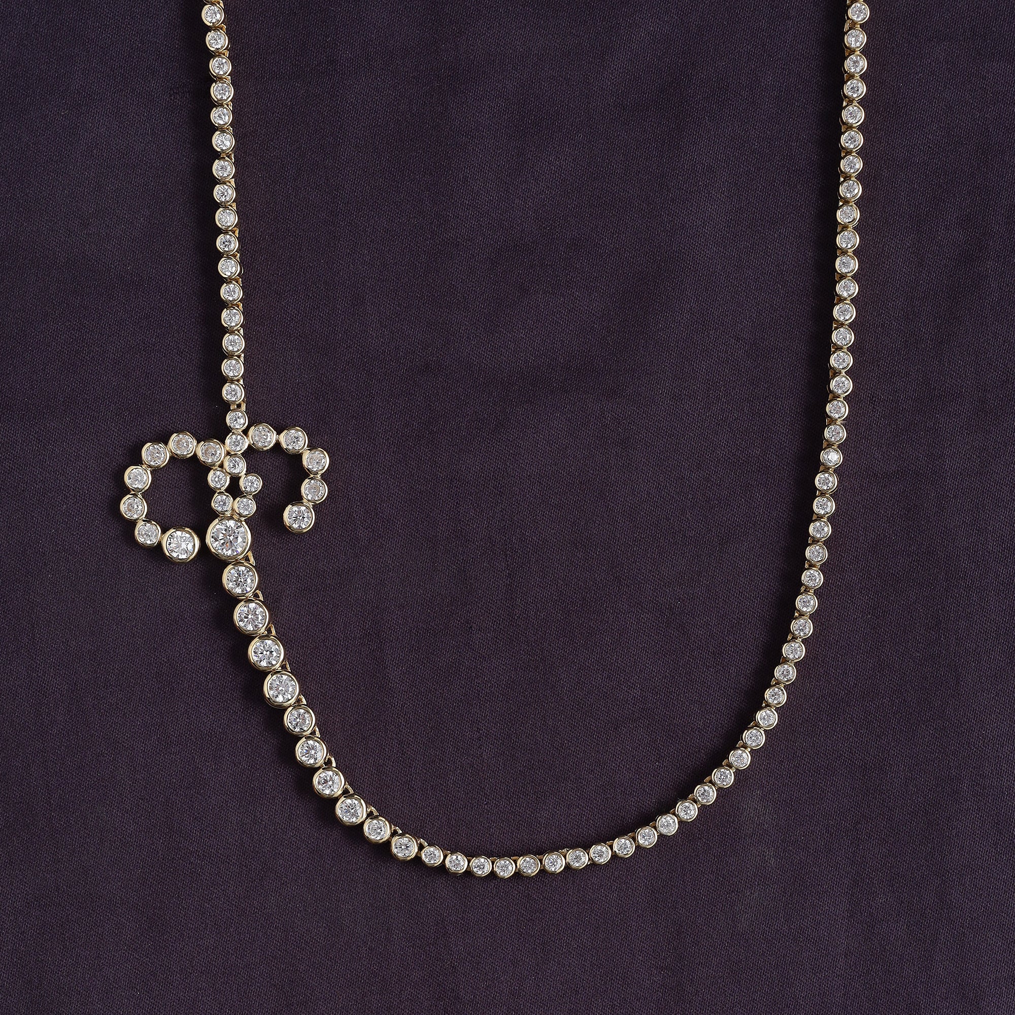 Tennis Bezel Set Initial Letter White Cubic Zirconia Necklace