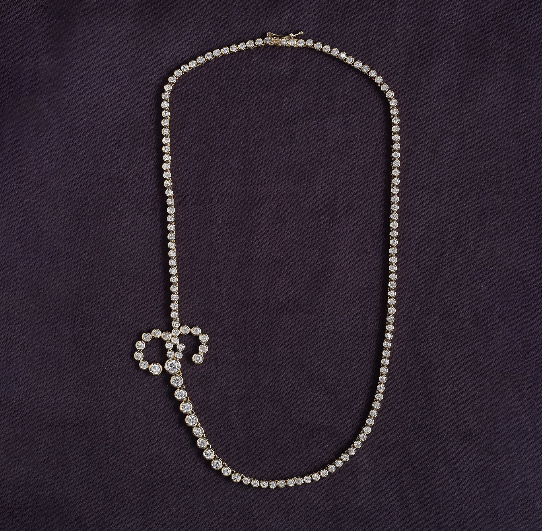 Tennis Bezel Set Initial Letter White Cubic Zirconia Necklace