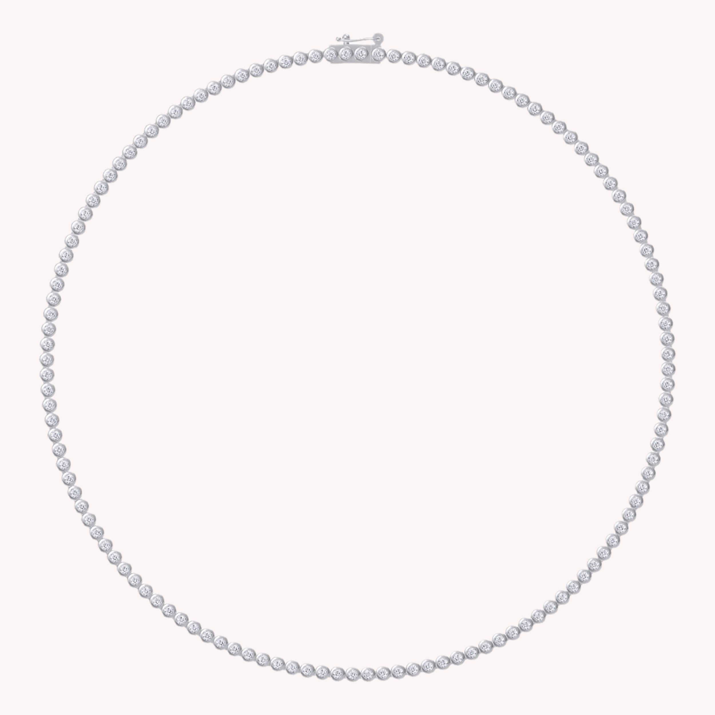 Tennis Necklaces Bezel Set White Sparkling Cubic Zirconia Dainty Necklace