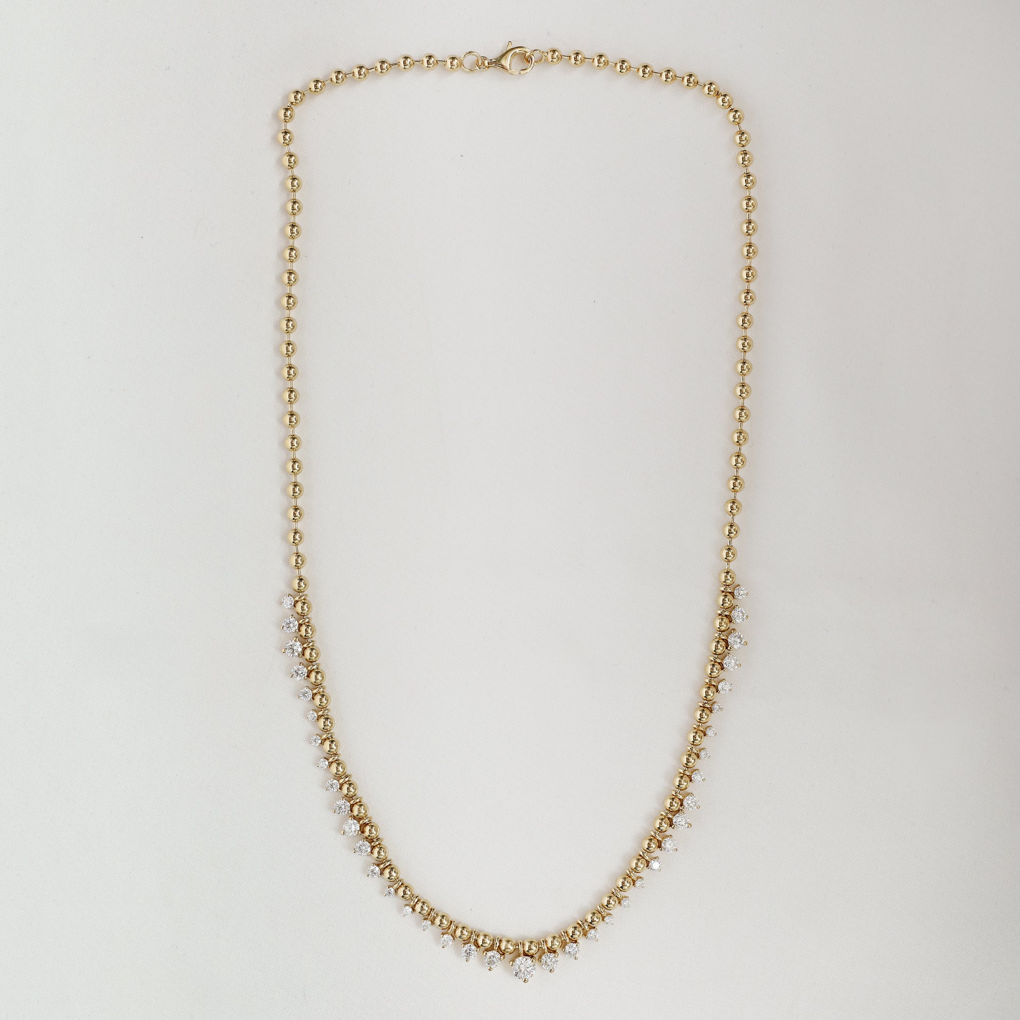 KIN Necklace with 3.00MM Bead Chain in White Cubic Zirconia