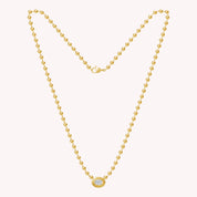 Oval Shape Solitaire Lab Created Moissanite Bead Chain Necklace