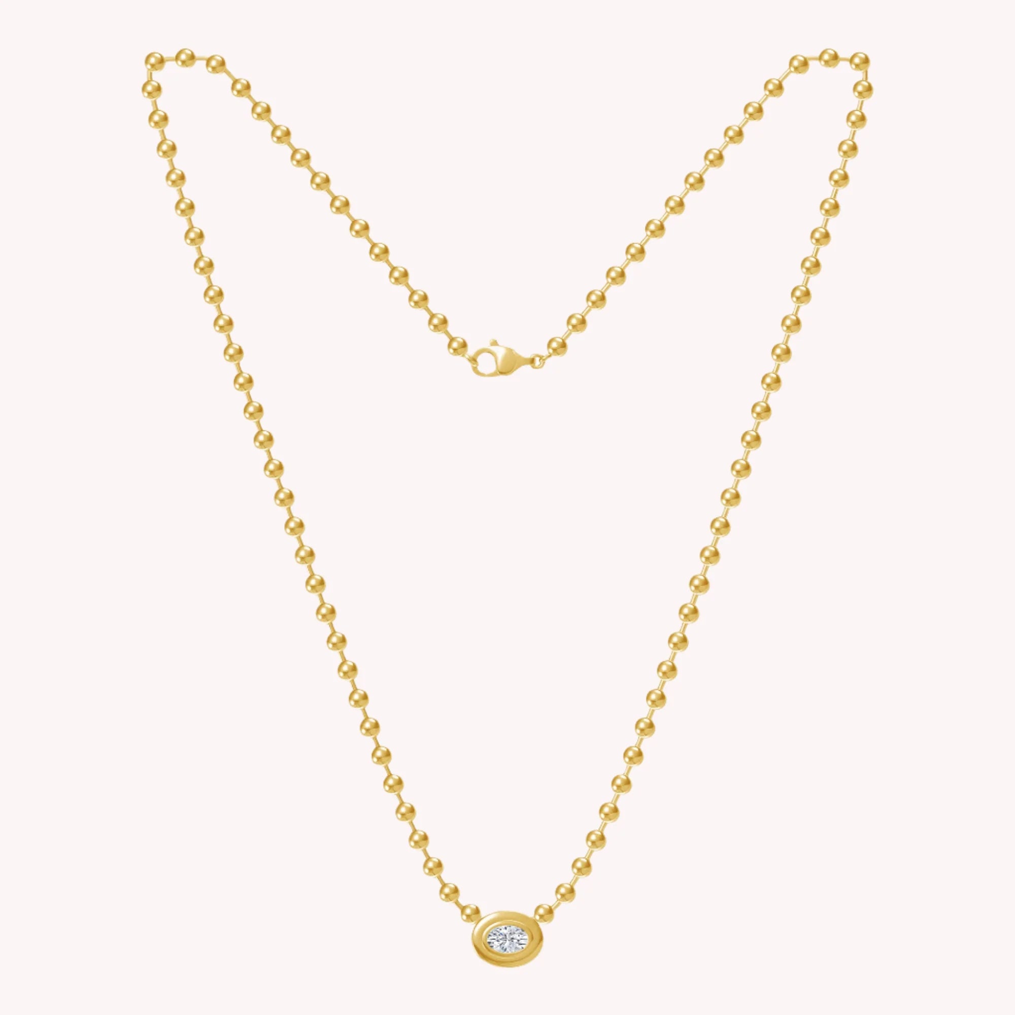 Fancy Shape Solitaire Lab Created Moissanite 3.00MM Bead Chain Necklace