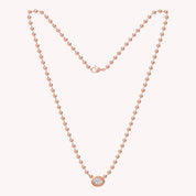 Oval Shape Solitaire Lab Created Moissanite Bead Chain Necklace