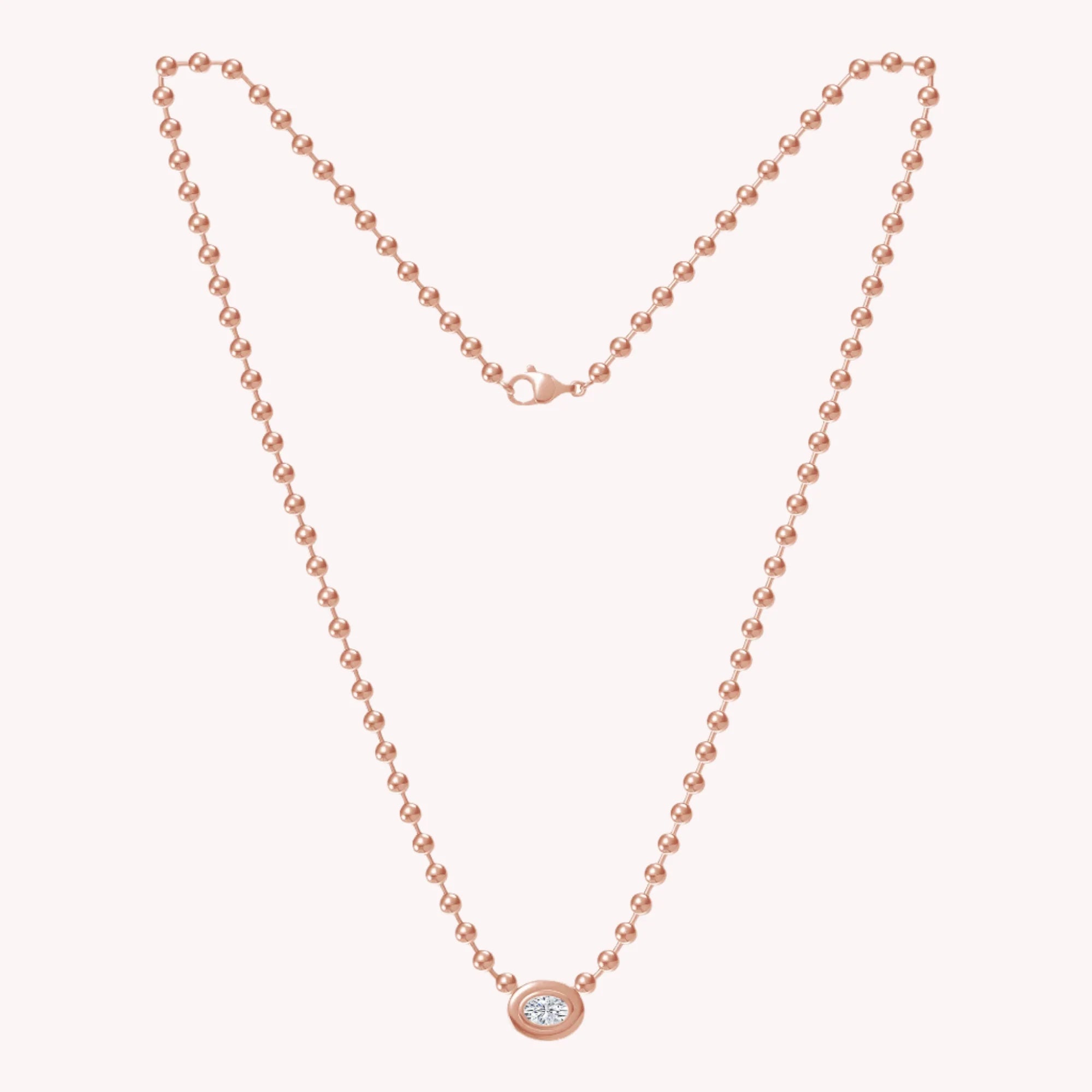 Fancy Shape Solitaire Lab Created Moissanite 3.00MM Bead Chain Necklace