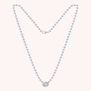 Oval Shape Solitaire Lab Created Moissanite Bead Chain Necklace